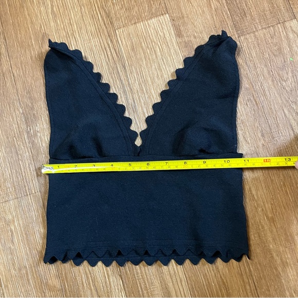 SOLD Free People Intimately In Bloom Plunge Scalloped Knit Brami - Black - Picture 8 of 9